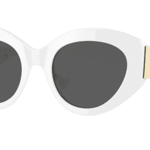 Glasses With White Broad Frame and Grey Glasses