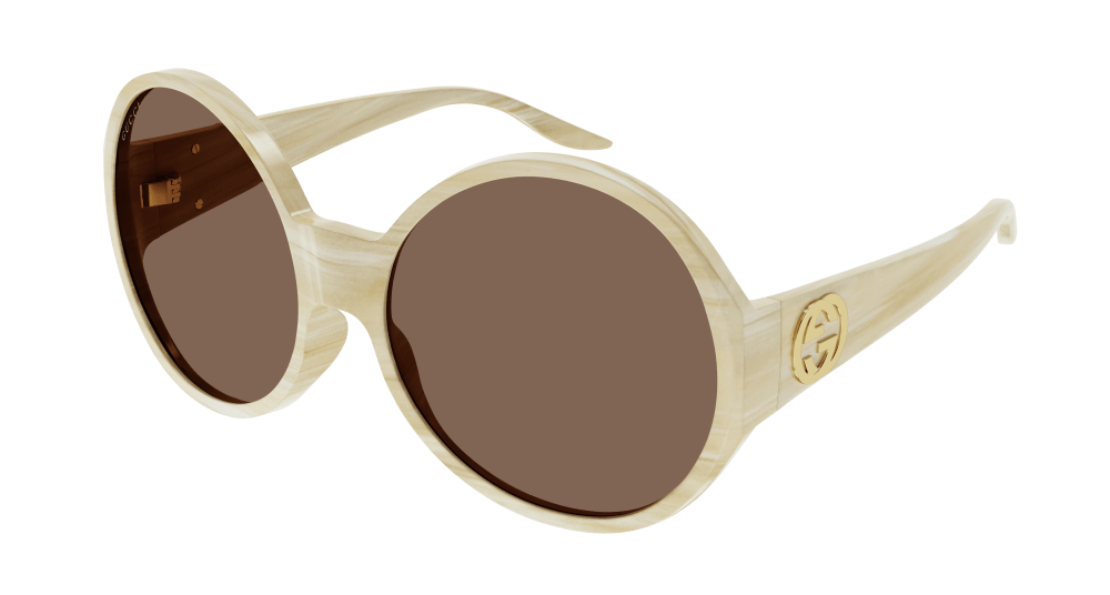 Round Cream Color Gucci Frame With Brown Shades