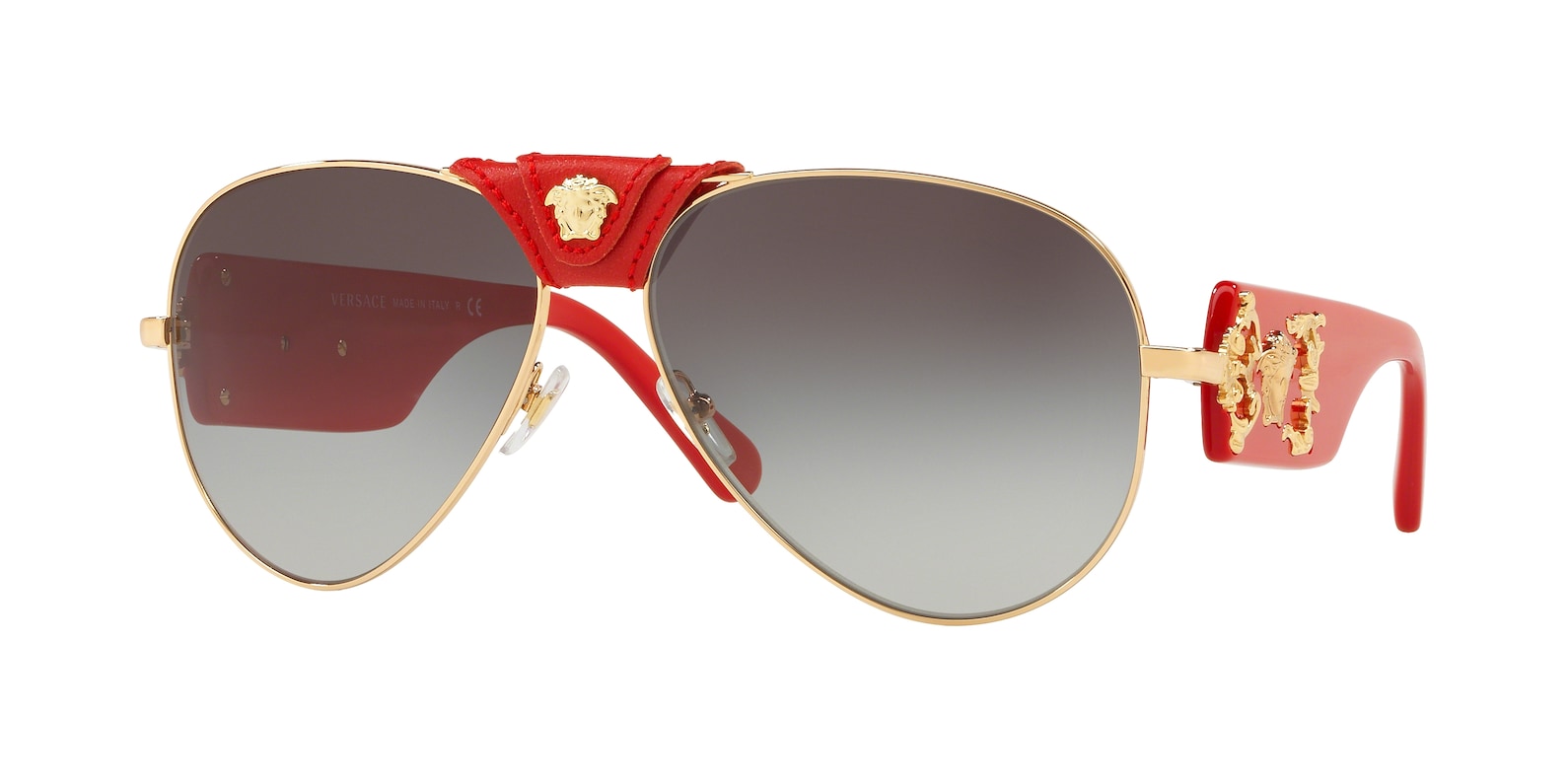 Versace Glasses With Red and Gold Detailing